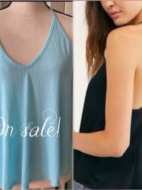Intimately FP Light Blue Spaghetti  razor back flowy Summer  Tank Tops